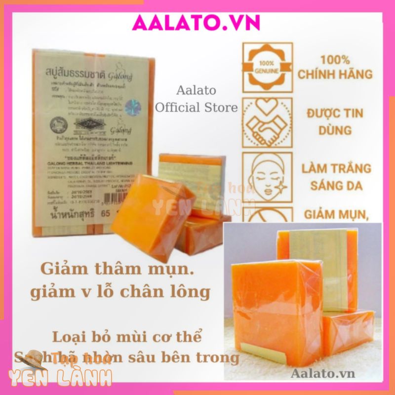 Xà phòng Nghệ Thái Lan, Soap xà bông nghệ cam trắng da giảm mụn thâm sạch nhờn hiệu quả + túi tạo bọt xà phòng