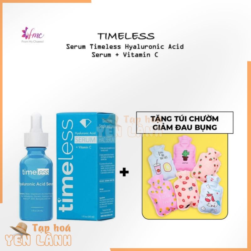 [MUA 1 TẶNG 1] Tinh Chất cấp nước sáng da Timeless Hyaluronic Acid + Vitamin C 30ml + Tặng 1 túi chườm giảm đau bụng