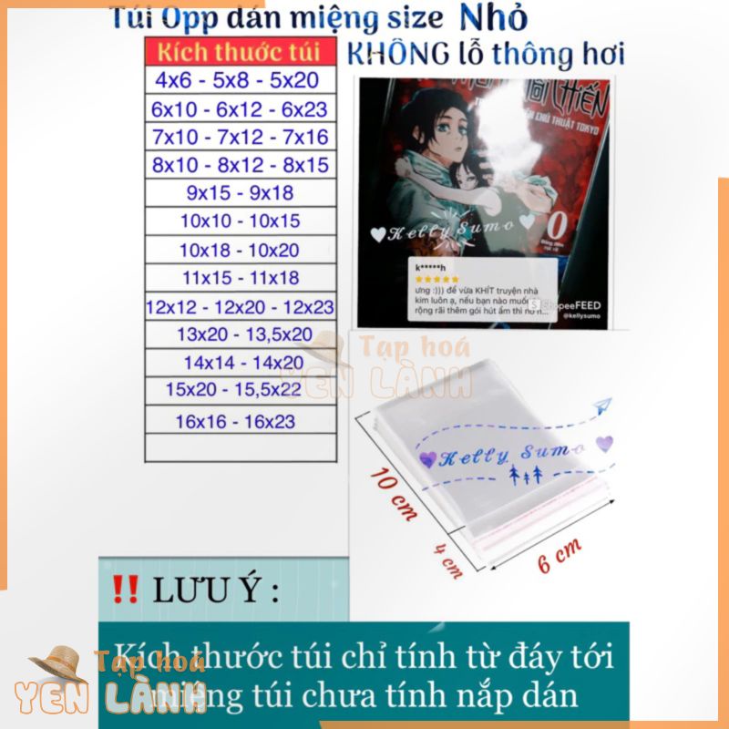 Combo 50 túi OPP dán miệng SIZE NHỎ đựng phụ kiện