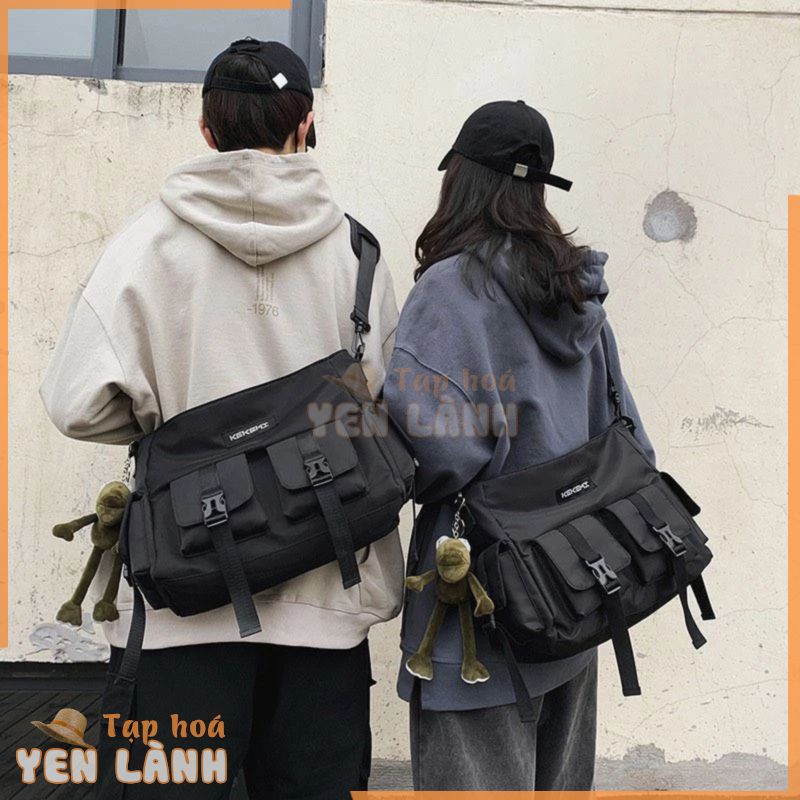 Túi đeo chéo canvas unisex cá tính – 2 HỘP BIG SIZE KEKEMI