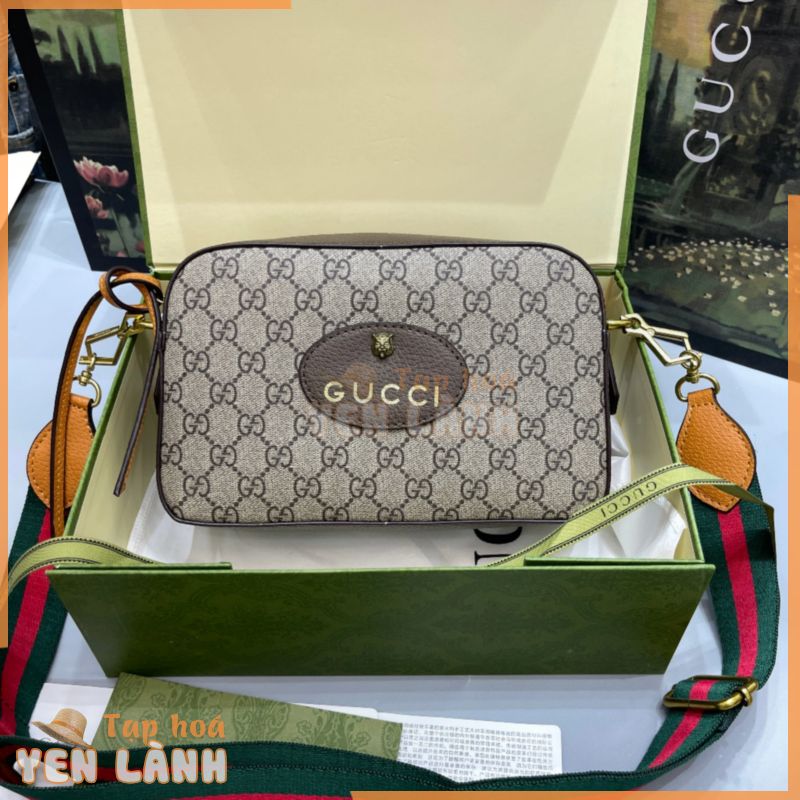 [ Sale Off 35% ] Túi đeo chéo Gucci họa tiết monogram tag da Nâu mặt Hổ sắt LA on web fullbox bill thẻ