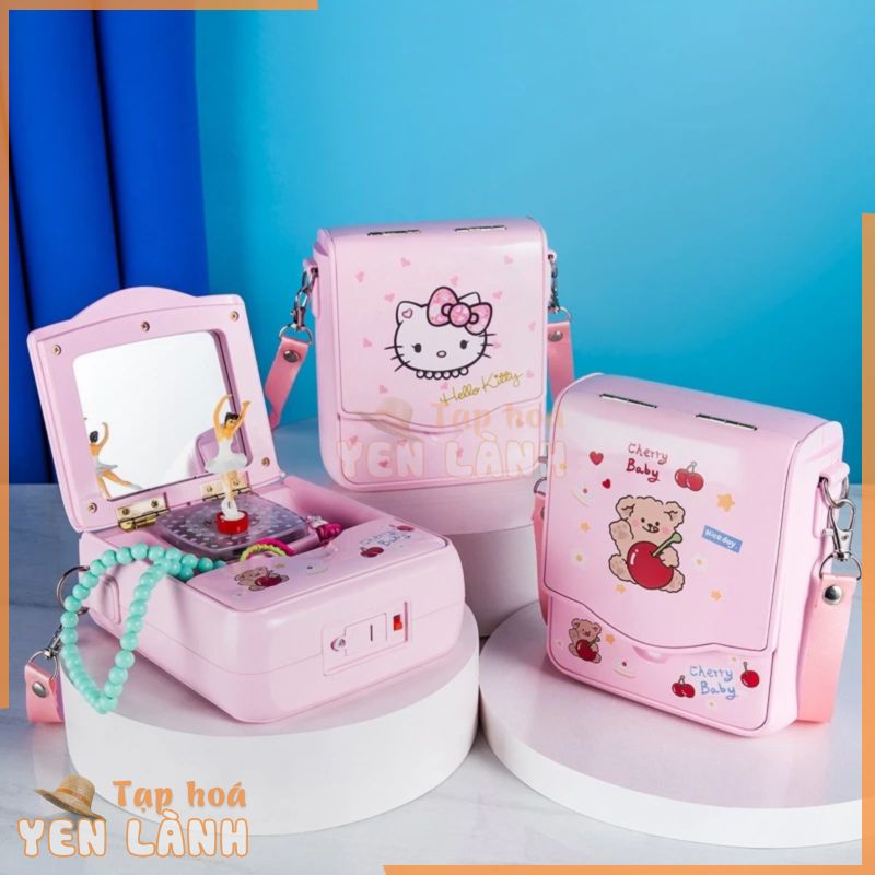 Hỏa tốc Gói quà – Hộp âm Nhạc Túi đeo chéo Hello Kitty/ Gấu Teddy Cherry búp bê múa ba lê Hồng phấn đáng yêu cho bé gái