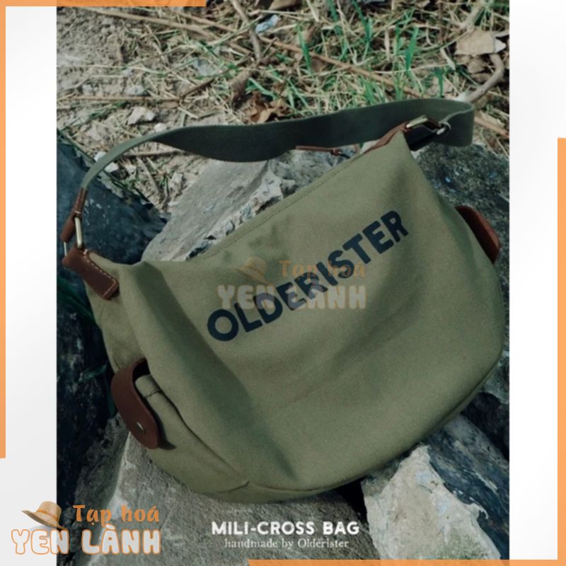 Túi đeo chéo Mili-Cross Bag – Màu xanh lính – Olderister | Vải Canvas