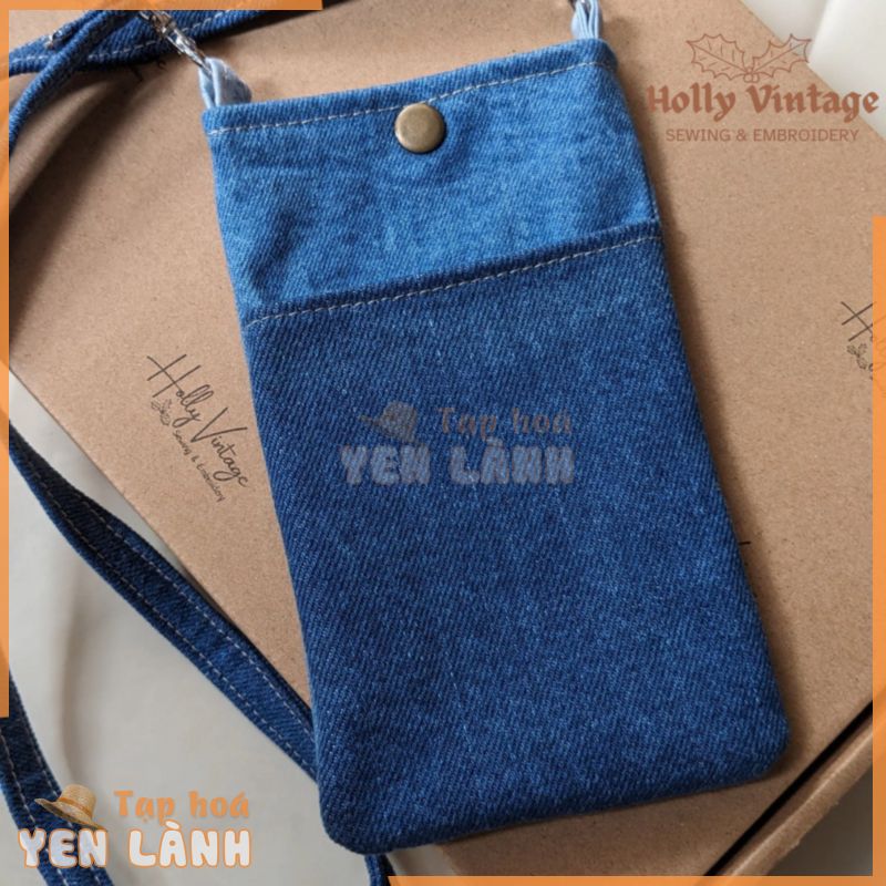 Túi Jean đựng điện thoại Holly Vintage handmade đeo chéo đeo cổ| T04