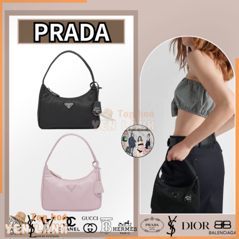 Prada Re-Edition 2000 Túi đeo sát nách Hobo tái sinh bằng nylon tái sinh / Mới nhất / Hàng thật 100%