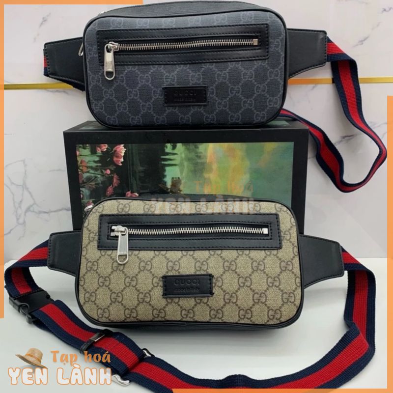 [ Voucher -35% ] Túi đeo bụng ngực Gucci họa tiết monogram khóa trước da bê 24x14x5.5 LA on web fullbox