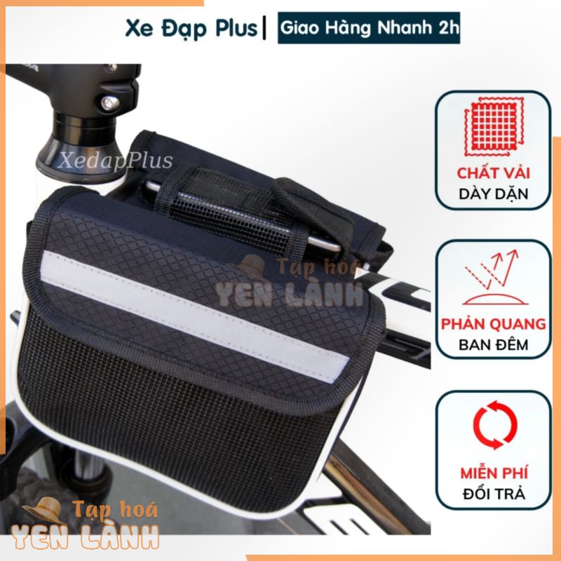 Túi đeo xe đạp đa năng treo khung sườn xe đạp đựng điện thoại, đồ dùng cao cấp màu trơn