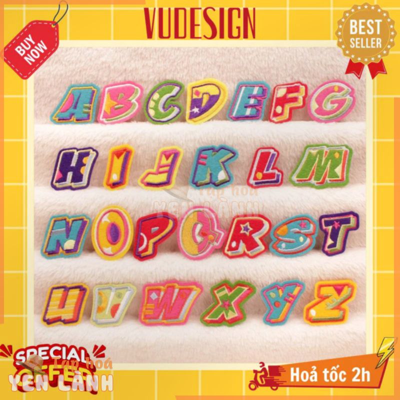 Sticker Dán Vải, Sticker Ủi Thêu Quần Áo, Balo, Túi, Mũ Hình Chữ Số & Chữ Cái Alphabet Ghép Tên Cho Bé Đi Học Vudesign