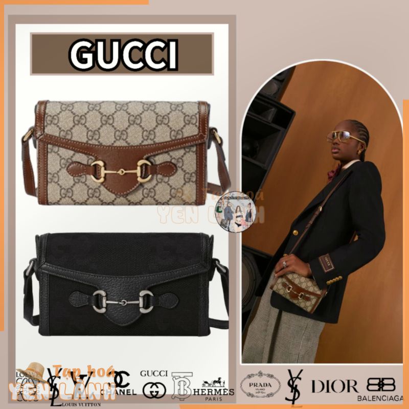 Gucci /Horsebit 1955 Series Mini Bag/Túi đeo vai/Túi đeo chéo/Túi điện thoại GG/Túi Messenger/Túi điện thoại