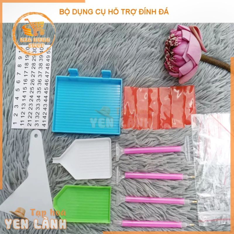 (Hồ Chí Minh) Dụng Cụ Hỗ Trợ Làm Tranh Đính Đá – Cây Đính Đá – Khay – Sáp – Túi Zip Đựng Đá – DIY