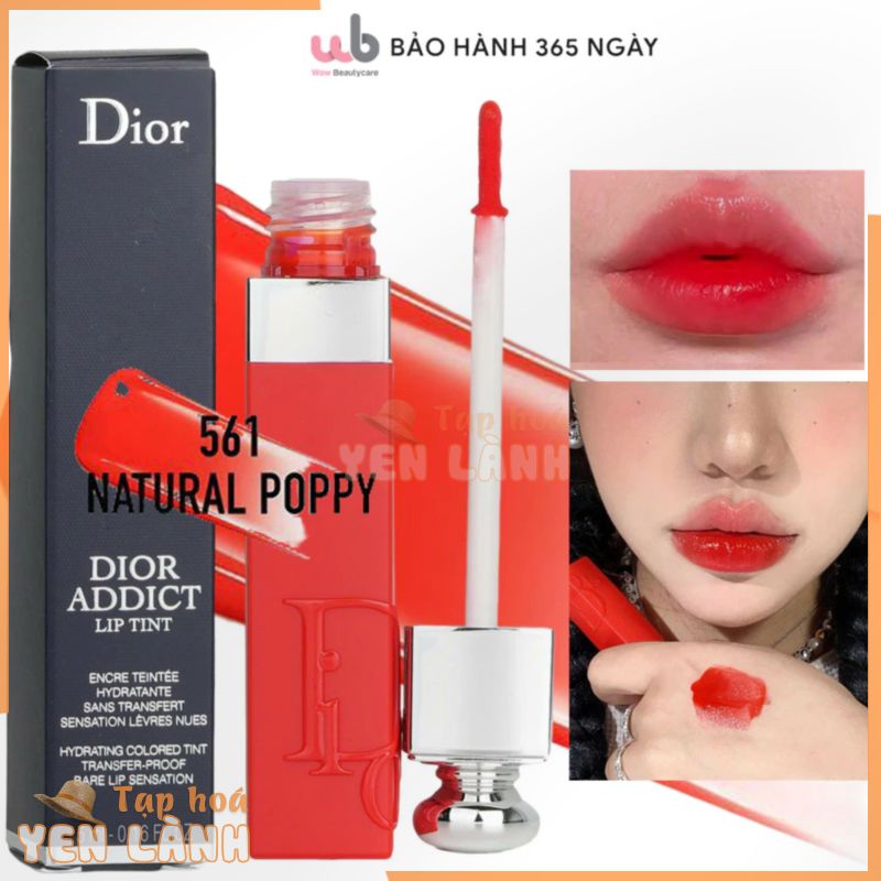 Son Dior 561,Tattoo Lip Tint,màu đỏ cam Natural Poppy,Full Box Túi + Hộp,màu son cá tính,sắc sảo.Tặng kèm quà xịn sò.