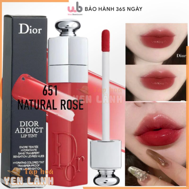 Son Dior 651 Tattoo Lip Tint,màu hồng đất,Natural Rose,Full Box Túi+ Hộp,Màu son tươi trẻ,tôn da,Tặng kèm quà xịn