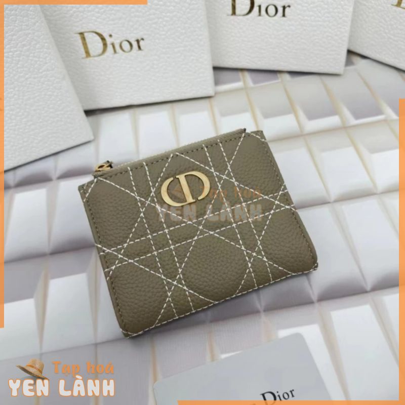 [Có hộp đóng gói quầy] Daigou Dior ở nước ngoài Sản phẩm mới Túi bạc Dior Caro Dahlia này là mẫu kiểm tra mây cổ điển Hộp đựng thẻ ví đựng tiền xu bằng da bắp chân 1: 1