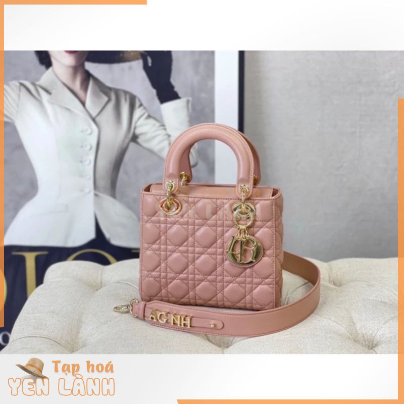 Túi xách dior màu hồng size 20 cm, túi da thật full box rất xinh