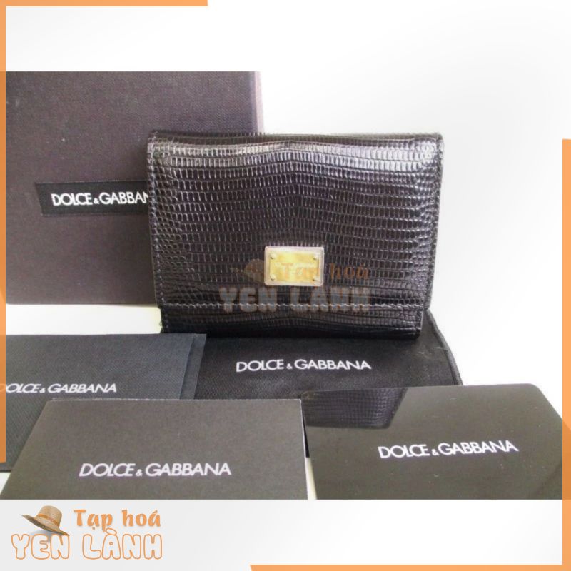 Authentic DOLCE&GABBANA Black Leather Trifold Wallet Purse #9237 Pre-owned