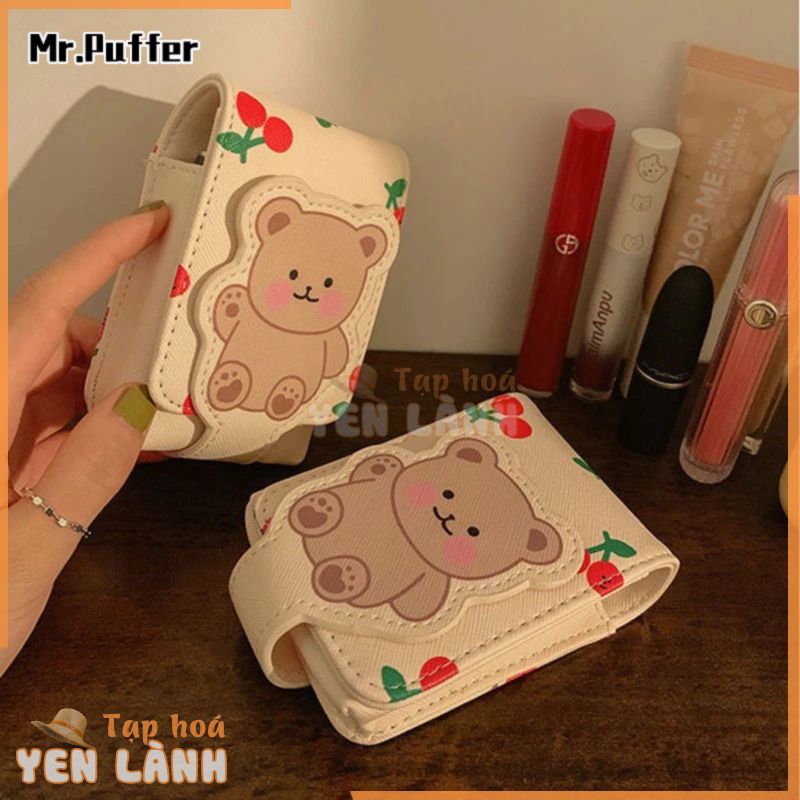 Mr.puffer Túi Đựng Son Môi / Đồ Trang Điểm mini Có Gương Hình Gấu Mang Đi Du Lịch Tiên Tiến