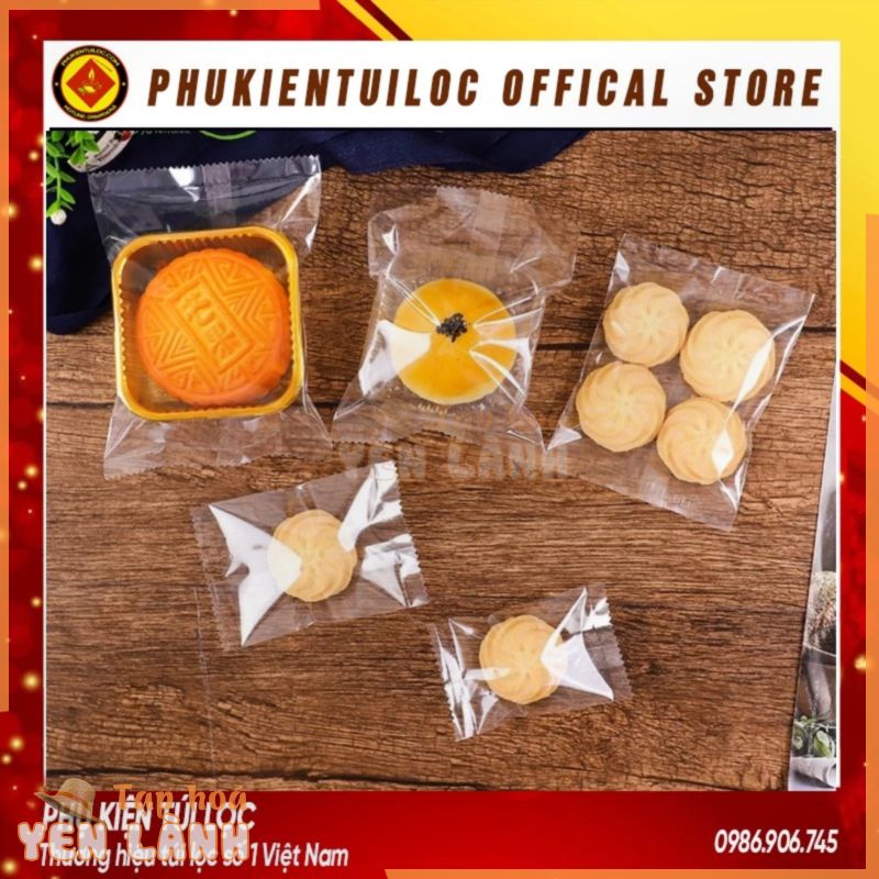 Set 100 Túi đựng bánh cookie/ bánh quy/ trà hoa( túi trắng trong suốt ) nhiều kích thước- Phukientuiloc.com