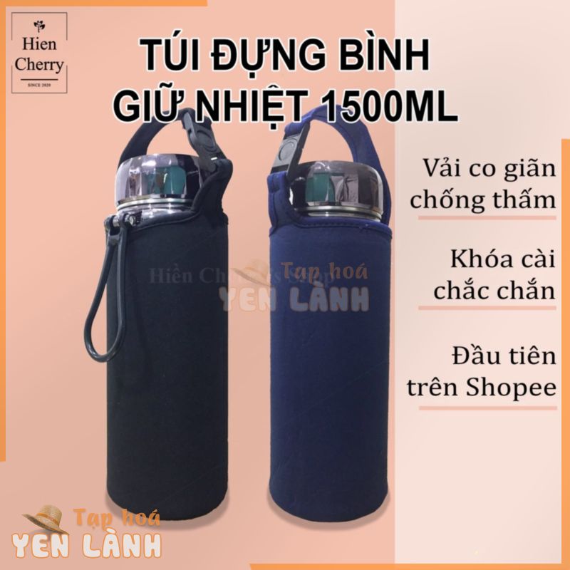 Túi đựng bình nước, túi đựng bình giữ nhiệt 1500ml, 1200m, 1000ml vải chống thấm, chống va đập có quai đeo