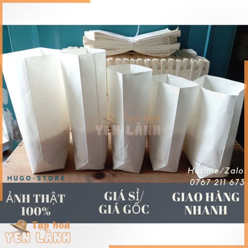 [GIÁ SỈ] Set 100 Túi giấy đựng thực phẩm – bánh mì – cà phê – trà – thức ăn nhanh nhiều kích cỡ Hugo-Store