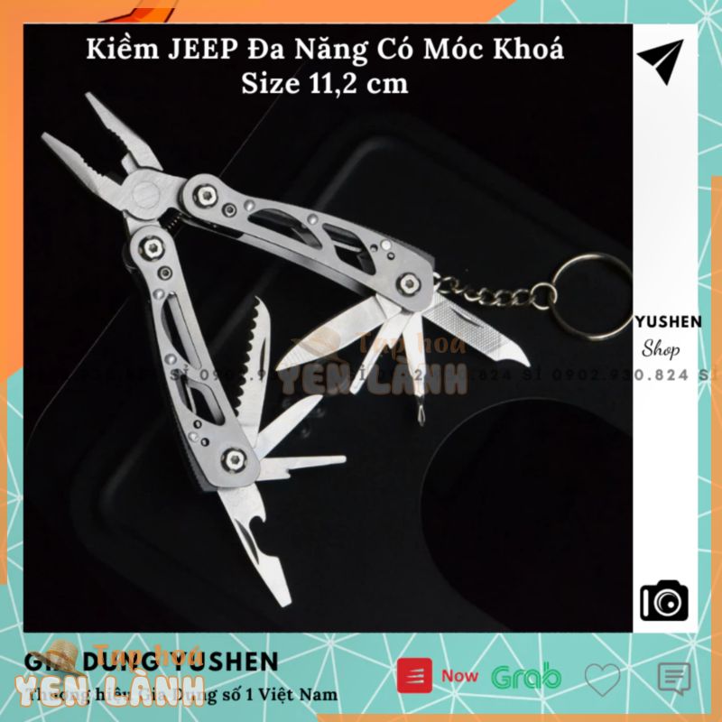 KIỀM THÉP JEEP ĐA NĂNG MINI GẤP GỌN BỎ TÚI 11CM CÓ MÓC KHOÁ TÚI ĐỰNG (13IN1) CÔNG CỤ – GIA DỤNG YUSHEN – JEEP112