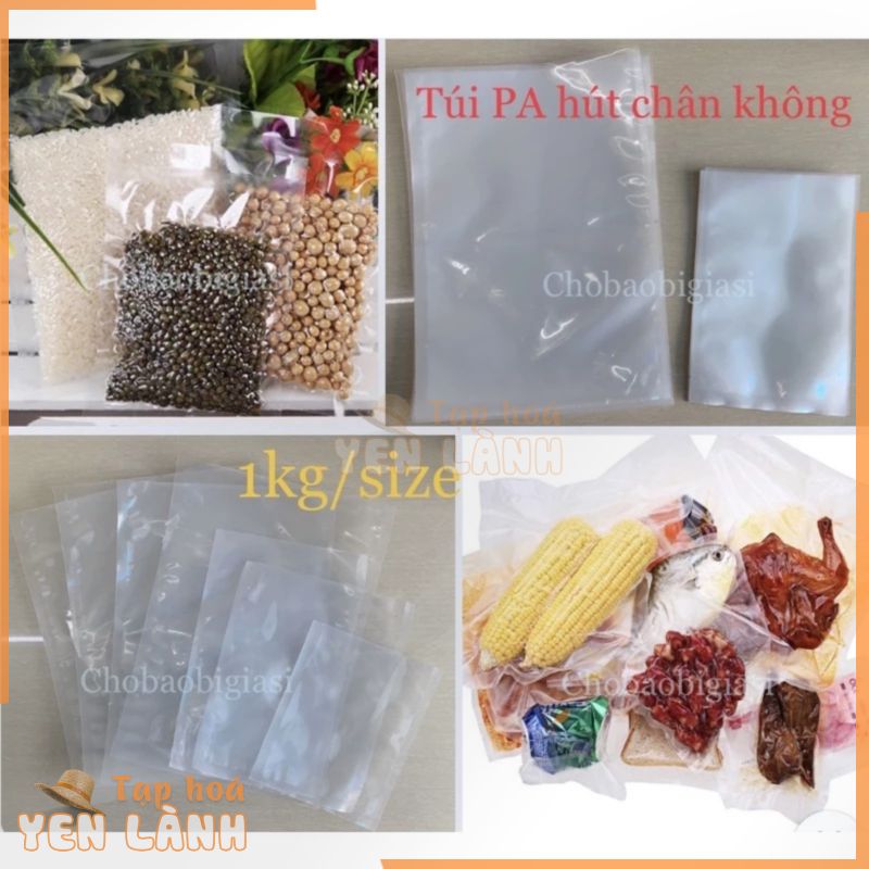 {1kg/size} Túi PA hút chân không 10dem đựng thực phẩm, đồ đông lạnh, các loại hạt, gạo (sp y hình)