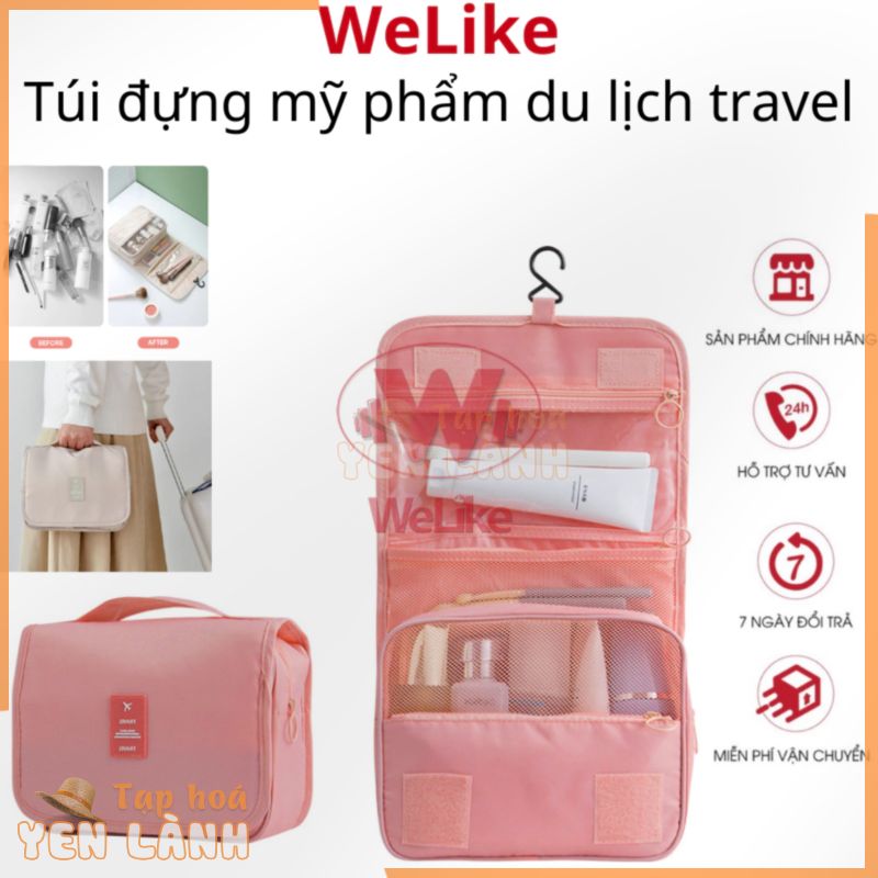 Túi đựng mỹ phẩm du lịch Welike – Túi đựng đồ trang điểm makeup skincare cá nhân đa năng có móc treo nhiều ngăn tiện lợi