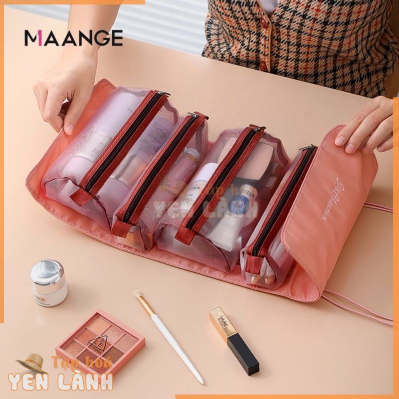 Túi Đựng Mỹ Phẩm MAANGE lưới trong suốt thiết kế đa chức năng đựng đồ trang điểm tiện dụng khi đi du lịch