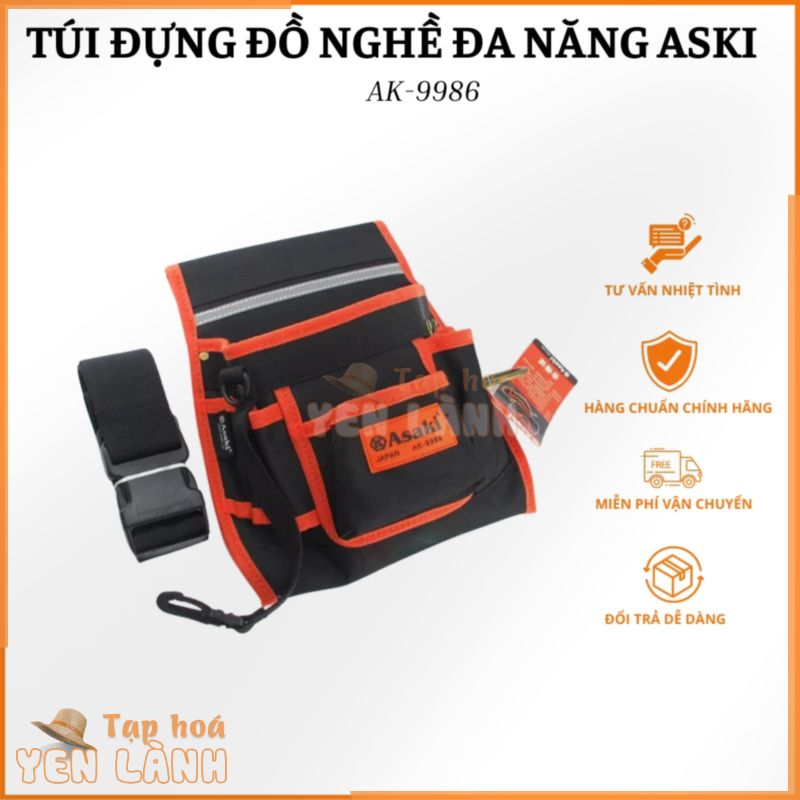 Túi đựng đồ nghề đa năng ASKI AK-9986 chất lượng cao, chất liệu vải sợi siêu bền, túi đựng dụng cụ sửa chữa chuyên dụng,