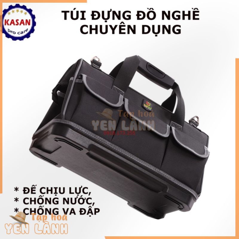 Túi đựng đồ nghề đa năng Đế Nhựa Chịu Lực Chống thấm 15, 17,20 inch Giỏ Xách đồ nghề kỹ thuật Dụng Cụ Đáy Cứng