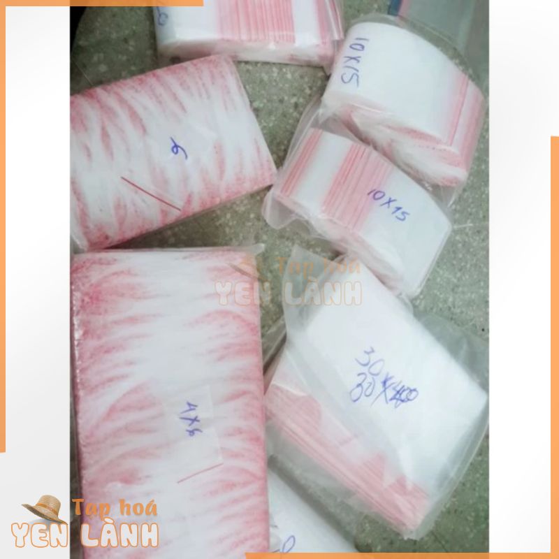 [Siêu rẻ] 1kg túi zip viền chỉ đỏ trong suốt nhỏ lớn nhiều size đựng thực phẩm hạt, cafe, thức ăn, bột (zipper vuốt mép)