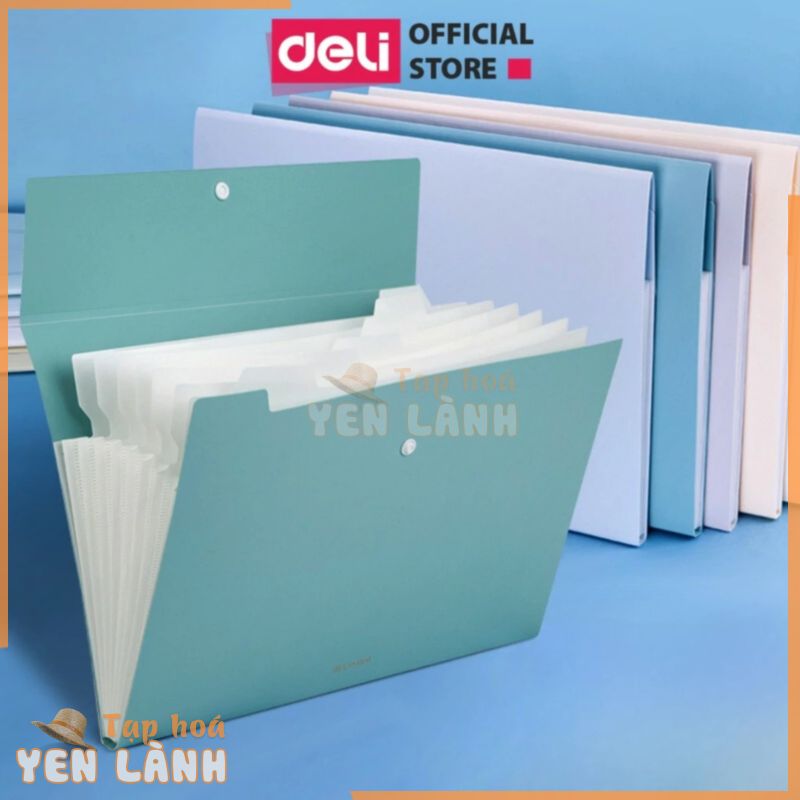 Túi Đựng Tài Liệu 5/8 Ngăn Deli File Cặp Tệp Đựng Tài Liệu A4 Nhiều Ngăn Đựng Giấy Tờ Bìa Hồ Sơ Chứng Từ Nhựa Cứng