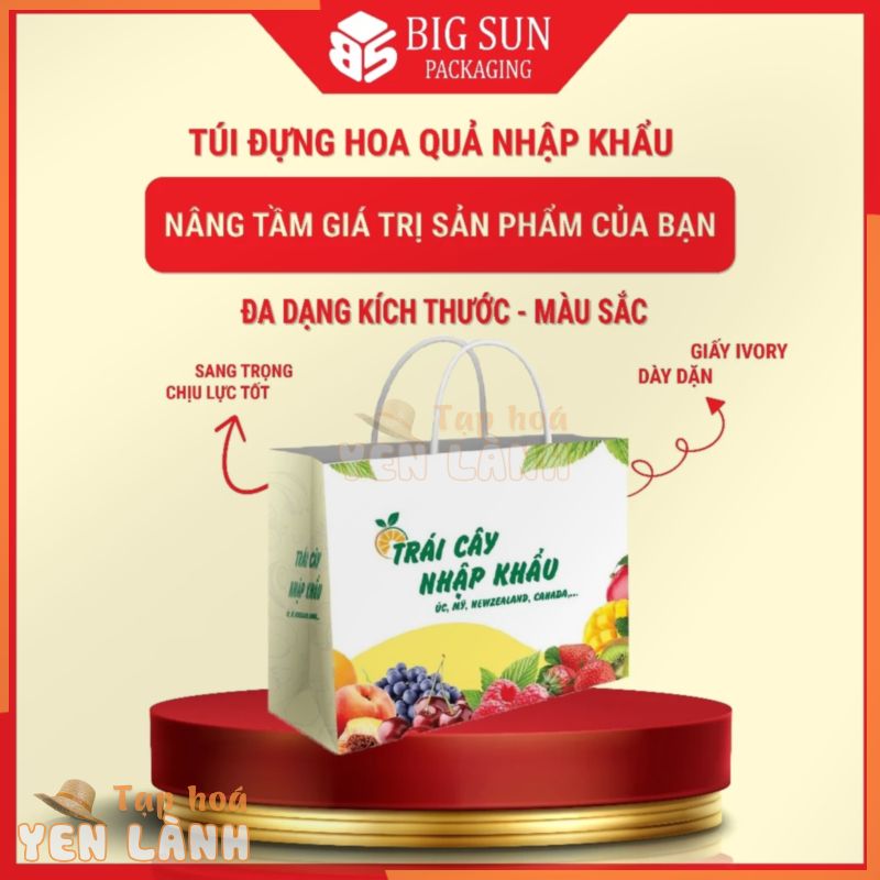 Túi giấy đựng trái cây nhập khẩu ⚡ GIÁ TỐT NHẤT ⚡ túi đựng hoa quả nhìn sang trọng, lịch sự loại – 1kg – 2kg – 5kg