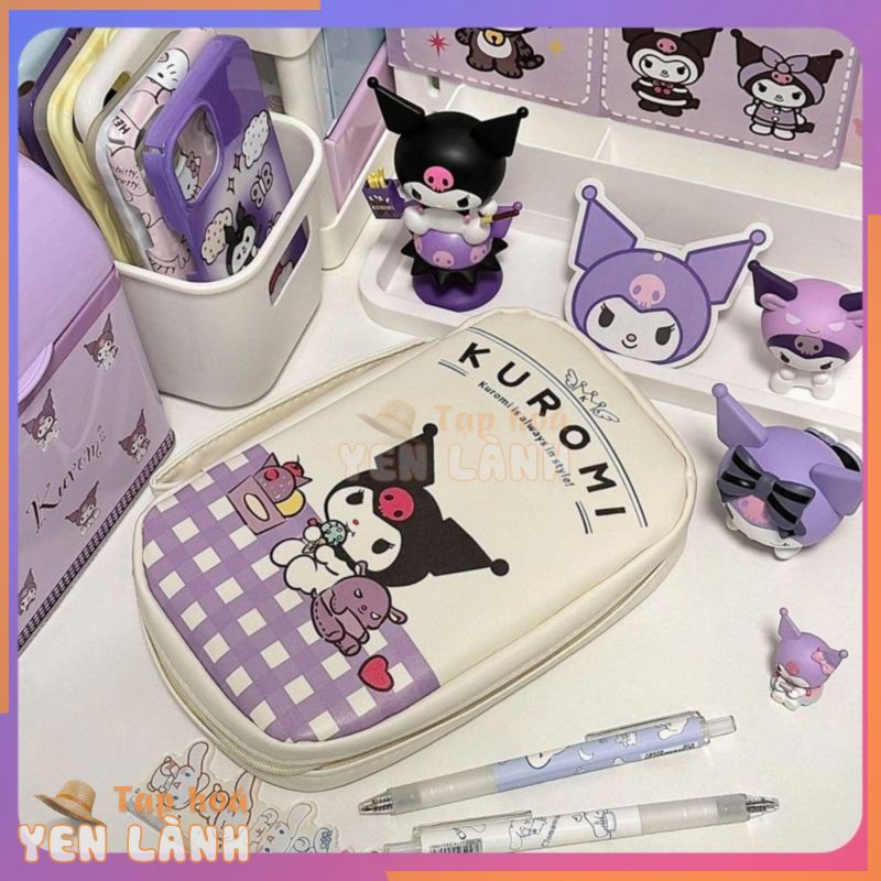 ☛ Hộp đựng bút Sanrio Túi đựng bút chì hình vuông màu kem Kuromi Cinnamoroll có giá trị cao Dung tích lớn Túi văn phòng phẩm phong cách tươi mới Túi đựng đồ học sinh srlive