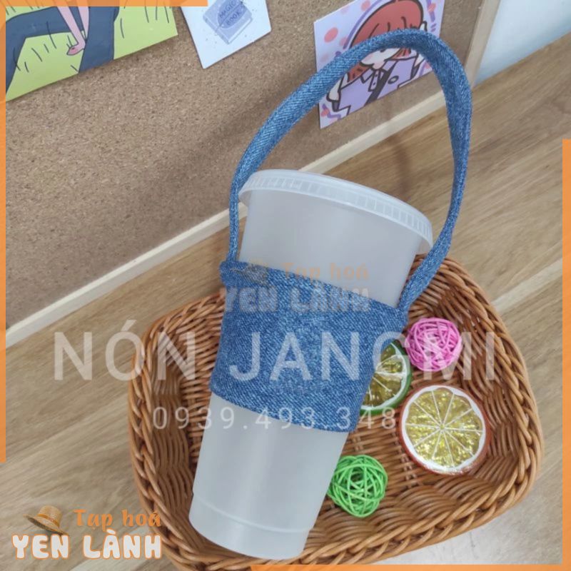 Túi Quai Vải Jean Đựng Ly Nước Giữ Nhiệt ( Chỉ Vừa Ly Dưới 540ml trở lại )