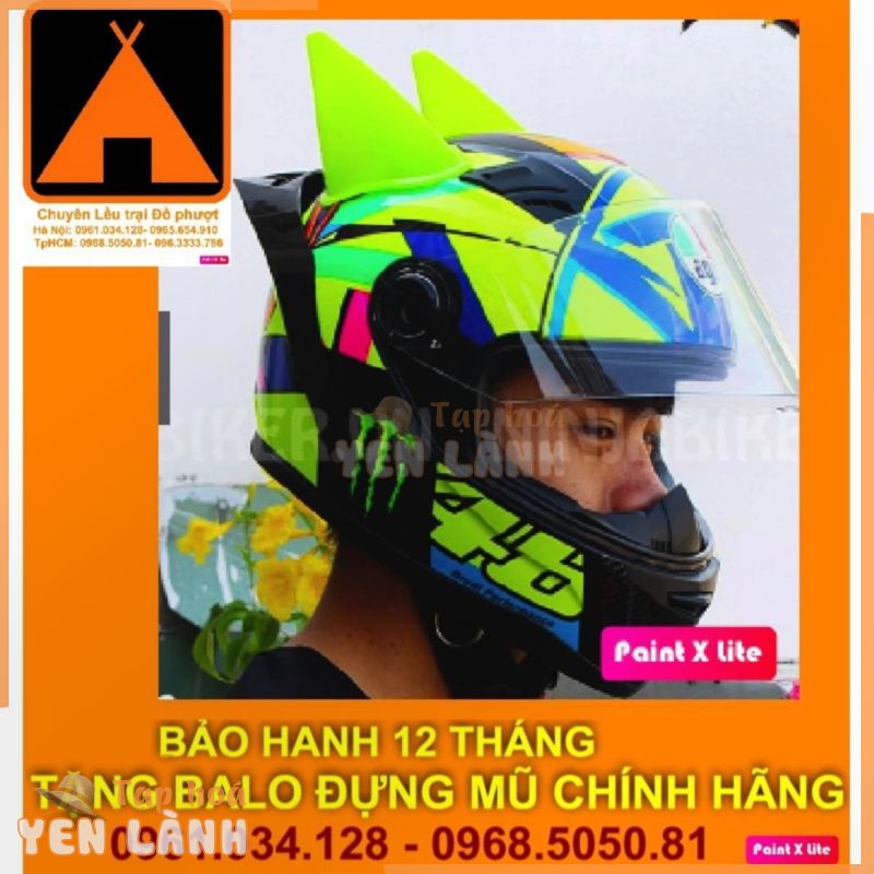 [xả kho] Nón bảo hiểm AGU ĐA SẮC TẶNG Đuôi gió AGV + sừng BATMAN + TÚI ĐỰNG MŨ