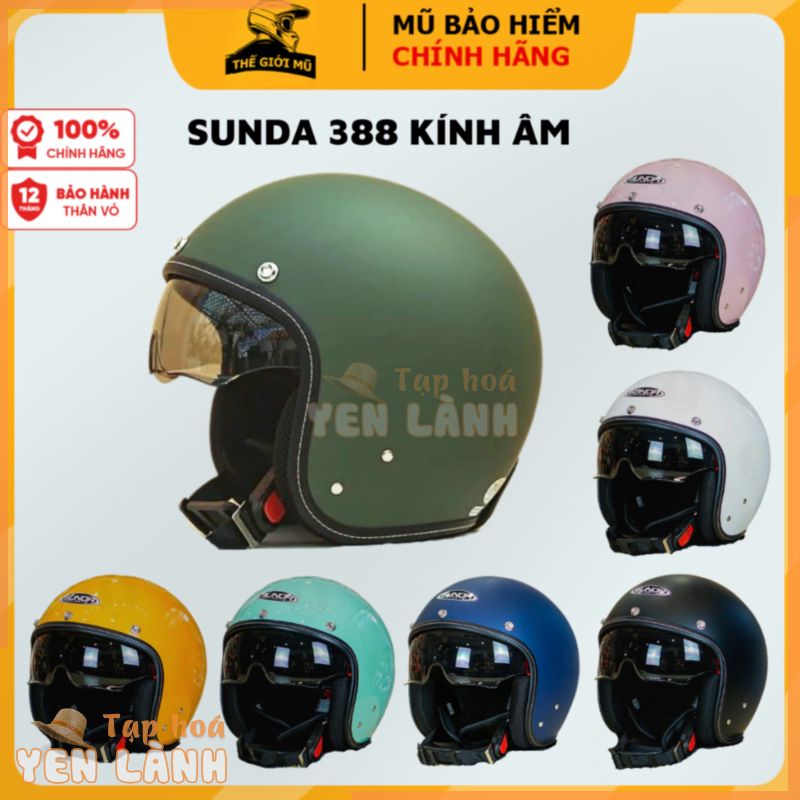 Nón bảo hiểm 3/4 SUNDA 388 kính âm,TẶNG lưỡi trai + túi đựng mũ,mũ bảo hiểm 3/4 có kính ẩn,bảo hành 12 tháng,thế giới mũ