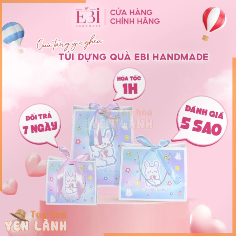 Túi đựng quà EBI HANDMADE thỏ trăng cute ý nghĩa dành cho ngày kỉ niệm, sinh nhật, valentine 14/2 – 8/3 – 20/10 – ES105