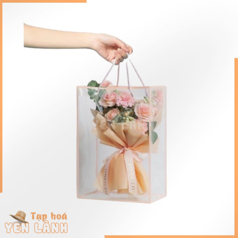 [HCM] Túi đựng quà nhựa plastic trong mờ đựng hoa, quà tặng kích thước rộng 15cm x 24,5cm × cao 35cm 3 màu dễ thương