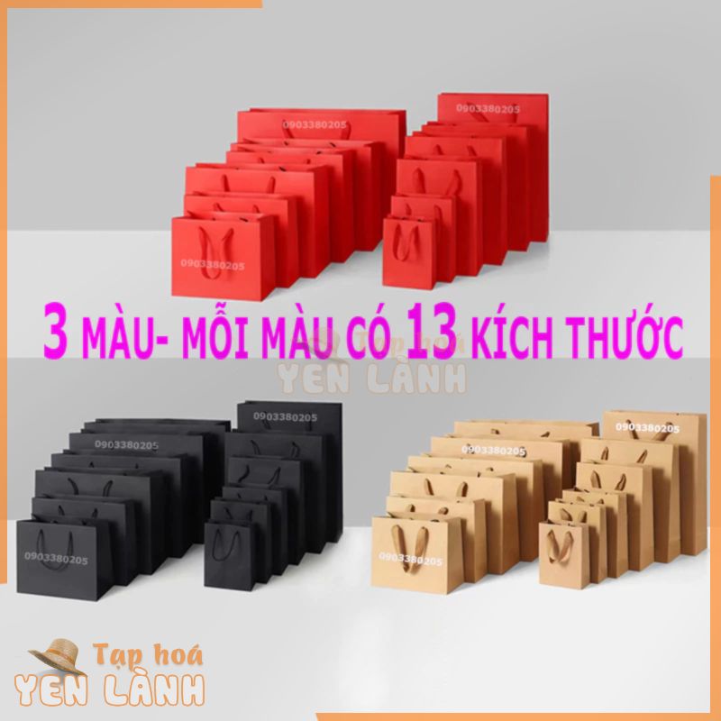 Túi giấy cứng kraft túi đựng quà sinh nhật người yêu túi xách tay cao cấp màu đen đỏ,13 size