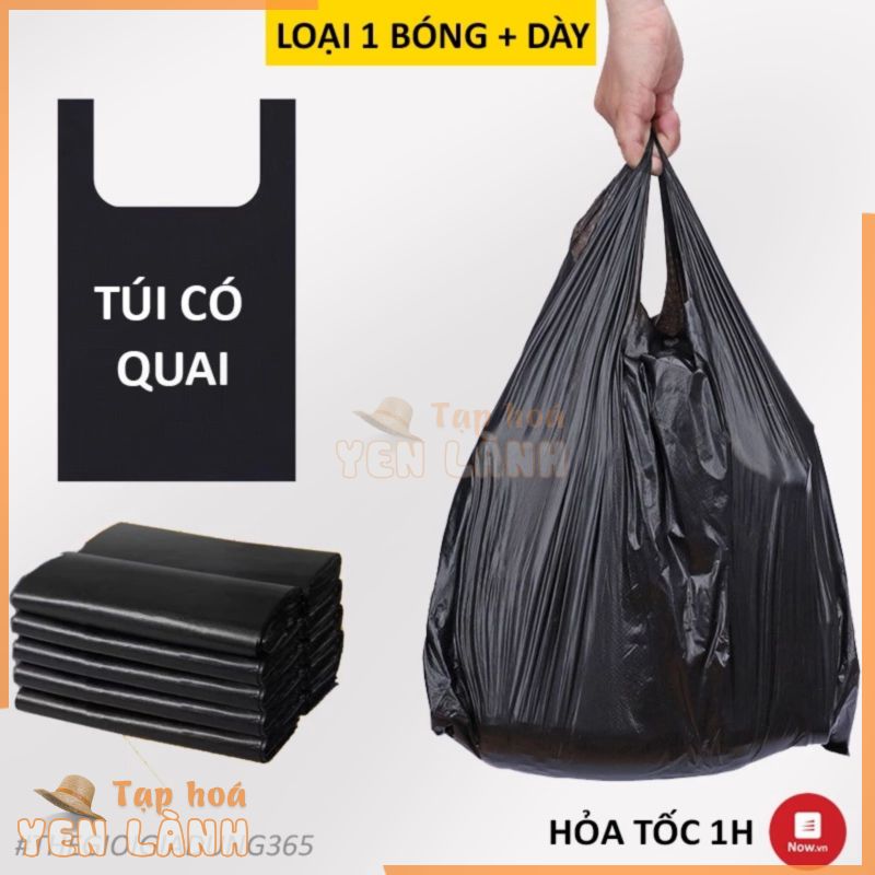 Túi Đựng Rác Có Quai Tự Phân Hủy Sinh Học Màu Đen Bao Rác Bọc Đựng Vệ Sinh Dày Dặn Loại Lớn 5KG, 10KG, 15KG, 20KG, 25KG