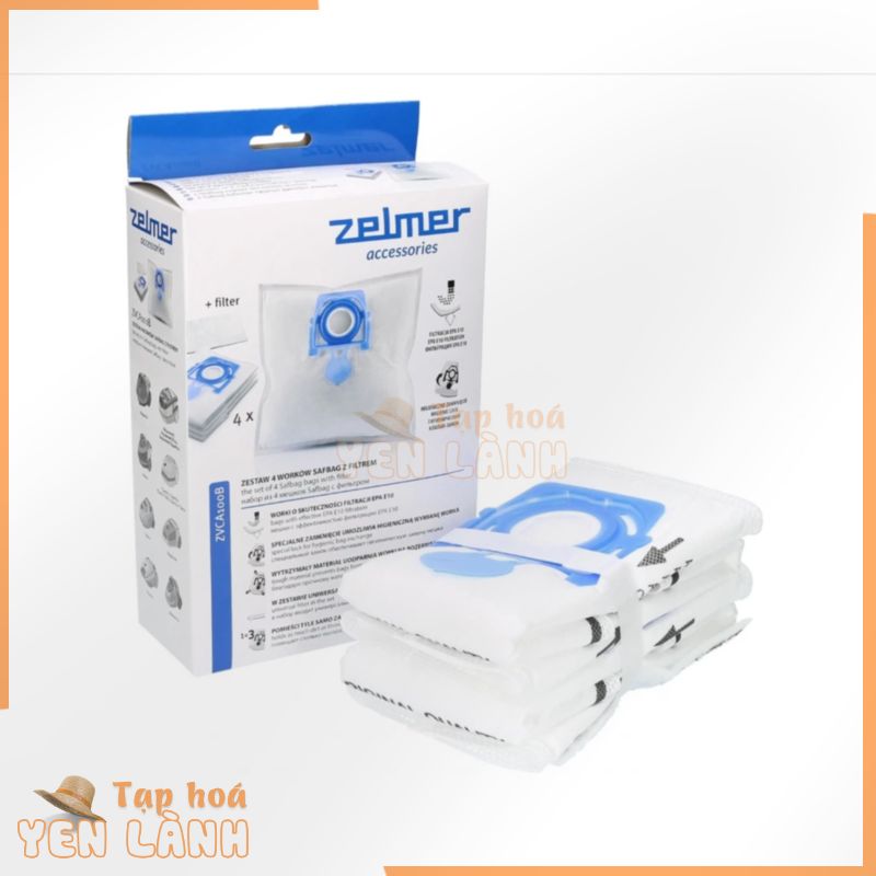 Túi đựng bụi dạng sợi Zelmer ZVCA100B cho máy hút bụi, hộp 4 túi + 1 miếng lọc