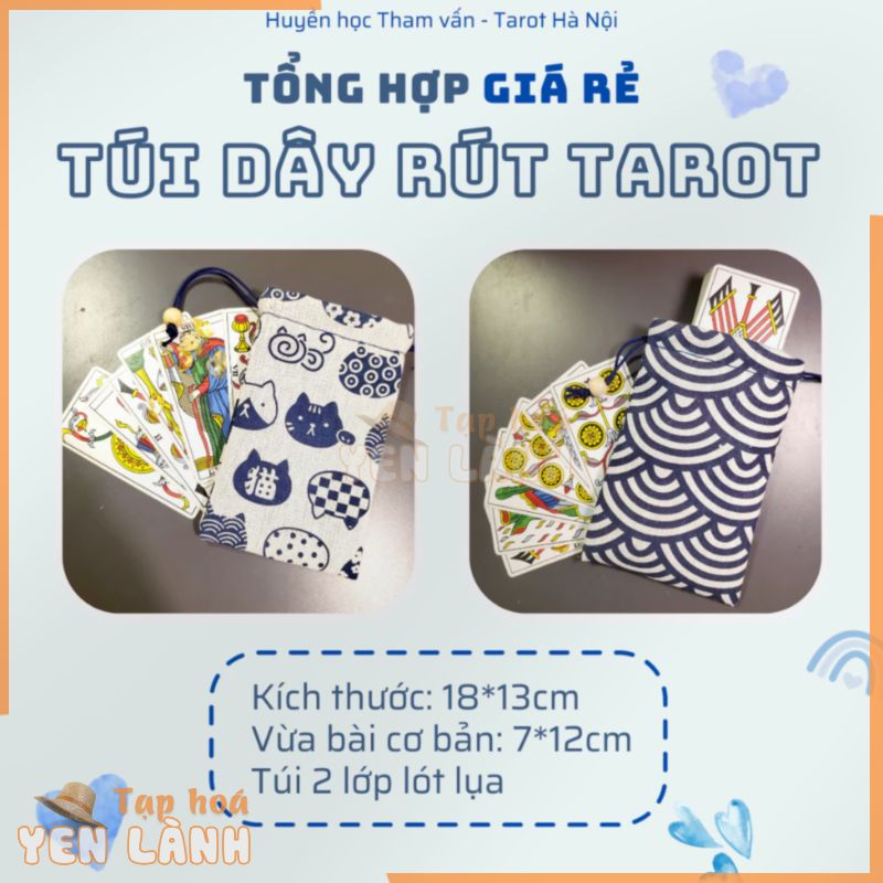 Tổng hợp giá rẻ- [2 lớp lót lụa] Túi dây rút – Túi đựng Tarot/Lenormand – có may theo yêu cầu