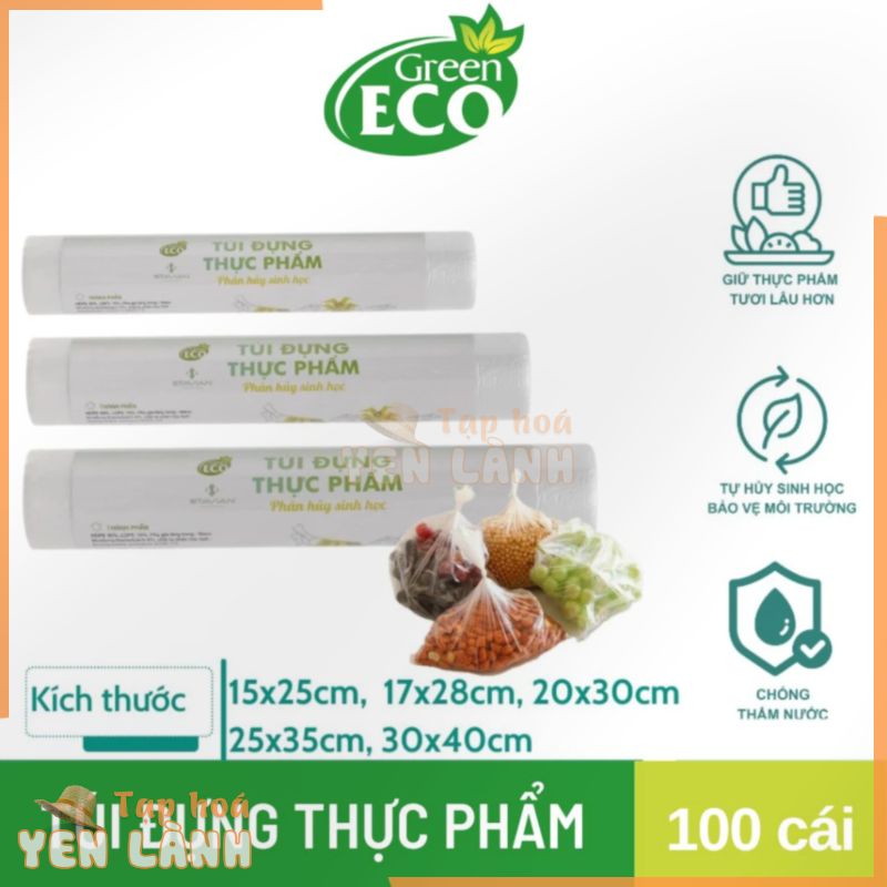 Túi đựng thực phẩm tự hủy sinh học Green Eco (100 cái/cuộn)