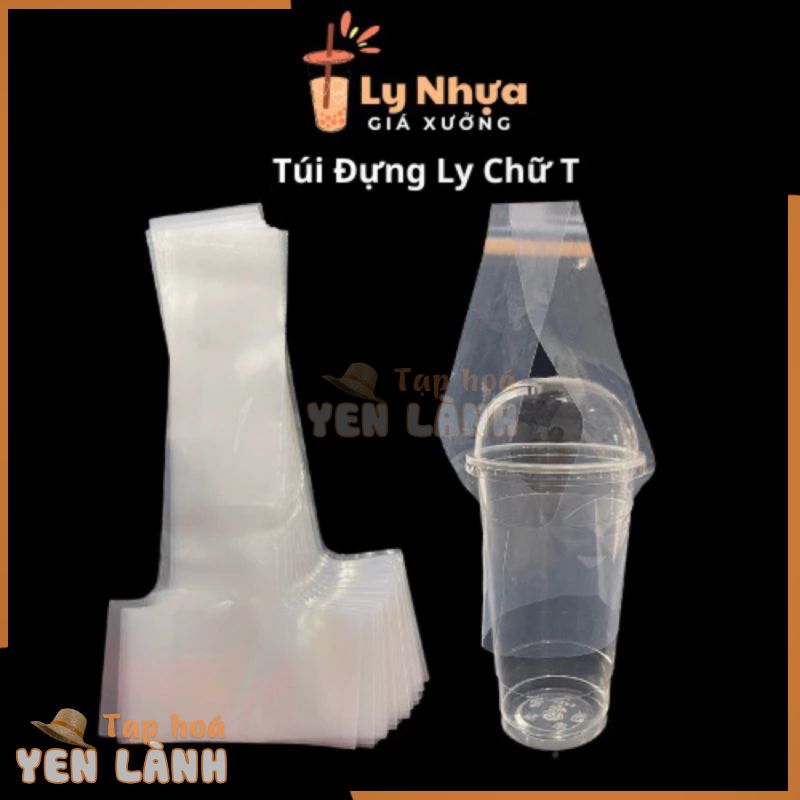 500gr Túi Chữ T Đựng Ly Trà Sữa, Trà Trái Cây, Túi Đựng Ly Cafe Mang Đi