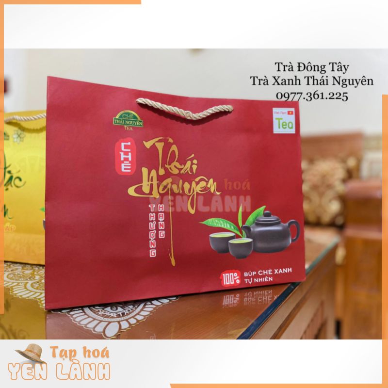 Túi đựng trà Thái Nguyên làm quà biếu tặng sang trọng, chất liệu giấy cao cấp cho 500gr đến 1kg