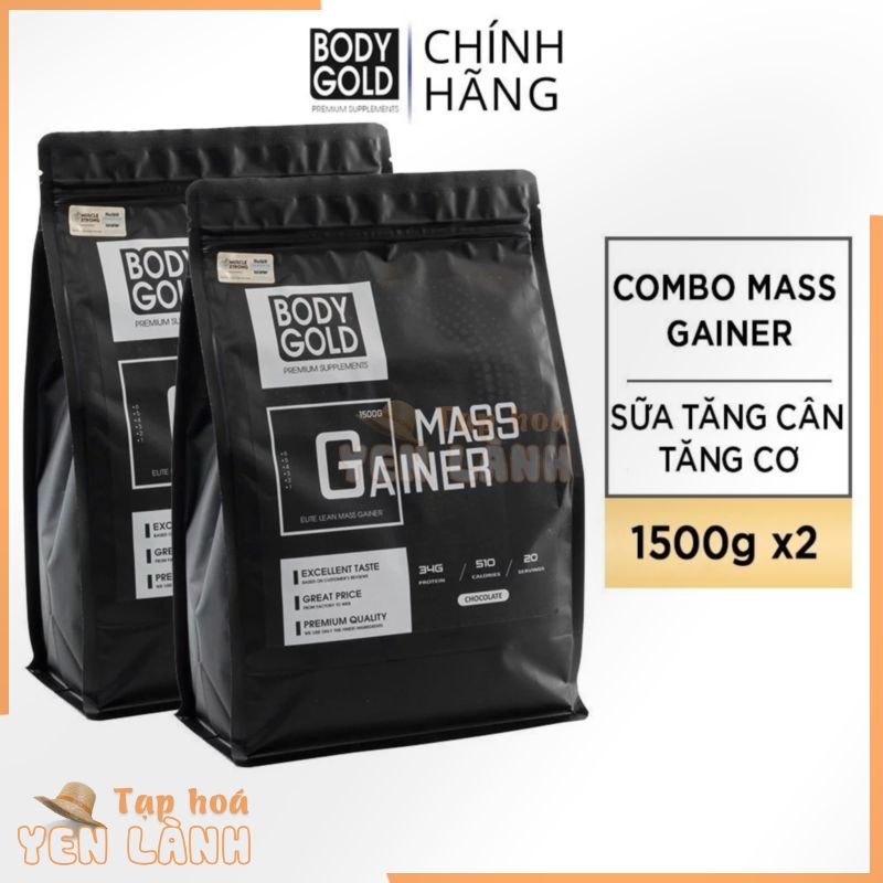 Combo 4 Túi Tặng 1 Túi Sữa Tăng Cơ Tăng Cân ELITE LEAN MASS GAINER BODY GOLD 7.5kg