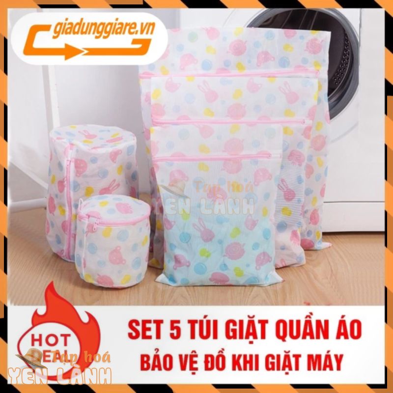 Túi giặt đồ tiện lợi (Set 5 túi) bao lưới giặt bảo về quần áo, đồ lót, đồ em bé trẻ em dùng giặt máy – giadunggiare.vn