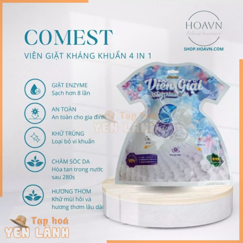 Túi 38 Viên Giặt Xả Comest Storm 4 in1 thơm dịu – Hình Lốc Xoáy 4 ngăn – 1 viên giặt 4-6kg quần