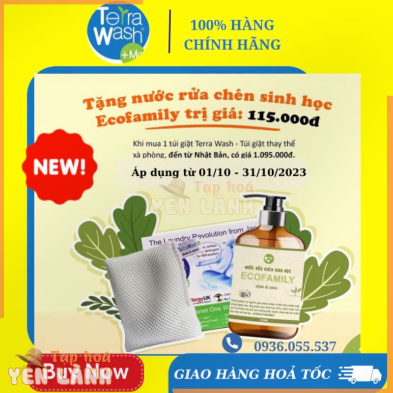 [Chính hãng] Túi giặt Terra Wash +Mg Nhật Bản – Túi giặt thông minh, không hoá chất, thay thế xà phòng