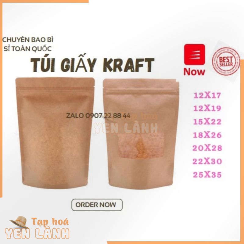 1KG TÚI ZIP GIẤY KRAFT CÓ CỬA SỔ VUÔNG